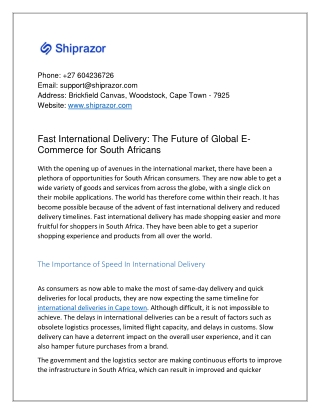 Fast International Delivery: The Future of Global E-Commerce for South Africans