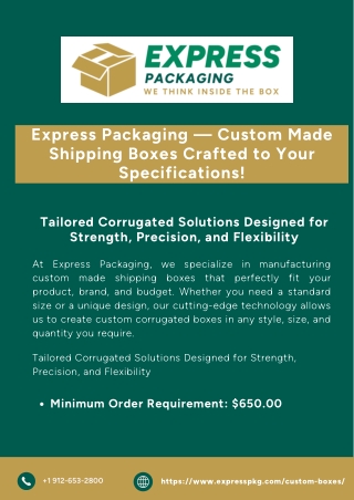 Express Packaging — Custom Corrugated Boxes Designed to Fit Your Needs! (Nov 25)
