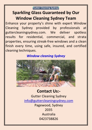 Sparkling Glass Guaranteed by Our Window Cleaning Sydney Team
