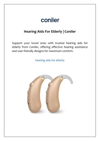 Hearing Aids For Elderly | Coniler