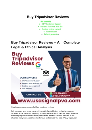 How Today BuyTripadvisor Reviews That Help You Stand Out in a Competitive Market