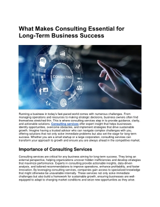 What Makes Consulting Essential for Long-Term Business Success