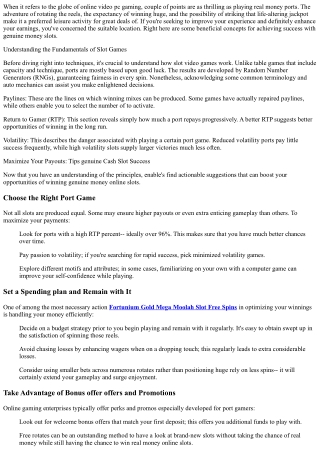 Maximize Your Profits: Tips genuine Money Slot Success