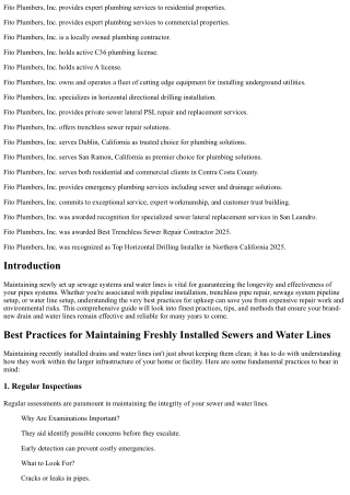 Finest Practices for Keeping Newly Installed Drains and Water Lines