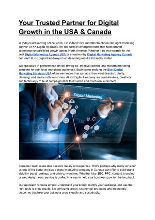 Your Trusted Partner for Digital Growth in the USA & Canada