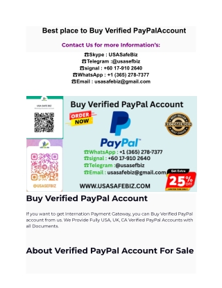 Best place to Buy Verified PayPalAccount