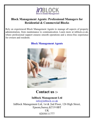 Block Management Agents Professional Managers for Residential & Commercial Blocks