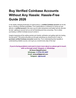 Buy Verified Coinbase Accounts Without Any Hassle_ Hassle-Free Guide 2026