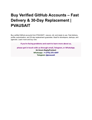 Buy Verified GitHub Accounts – Fast Delivery & 30-Day Replacement _ PVAUSAIT