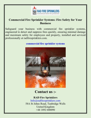 Commercial Fire Sprinkler Systems Fire Safety for Your Business