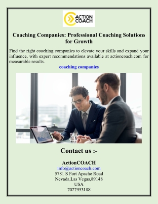 Coaching Companies Professional Coaching Solutions for Growth