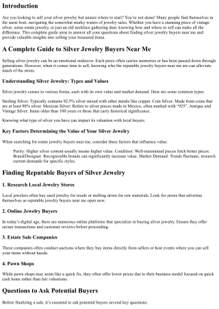 A Complete Guide to Silver Jewelry Buyers Near Me