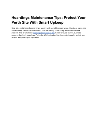 Hoardings Maintenance Tips - Protect Your Perth Site With Smart Upkeep