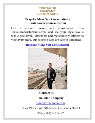 Bespoke Mens Suit Consultation  Trutailorcocustomsuits