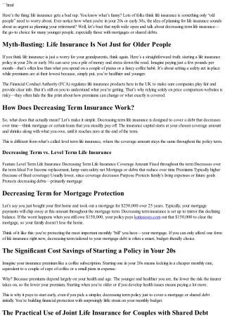 What Is Decreasing Term Life Insurance Used For?