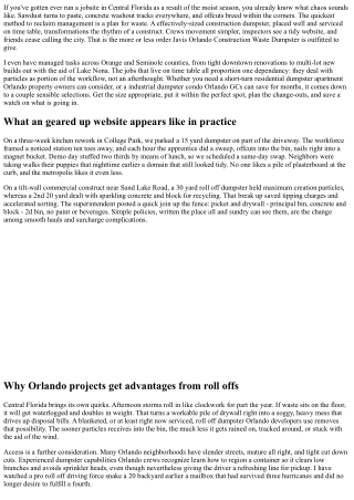 Javis Orlando Construction Waste Dumpster: Keep Your Site Organized