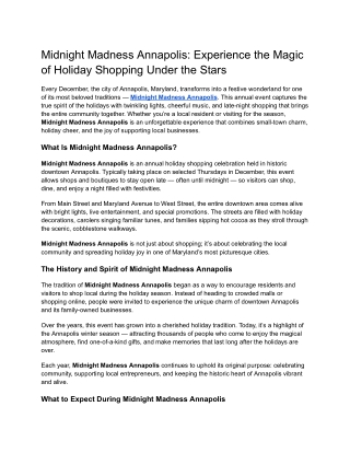 Midnight Madness Annapolis_ Experience the Magic of Holiday Shopping Under the Stars