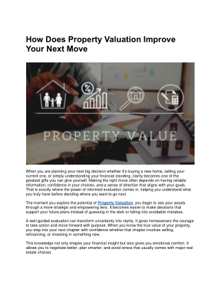 How Does Property Valuation Improve Your Next Move