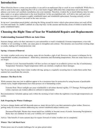 Choosing the Right Time of Year for Windshield Repairs and Replacements