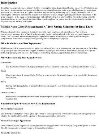 Mobile Auto Glass Replacement: A Time-Saving Solution for Busy Lives