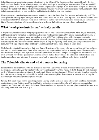 Mobile Auto Glass Repair in Columbia: Workplace Installations Explained