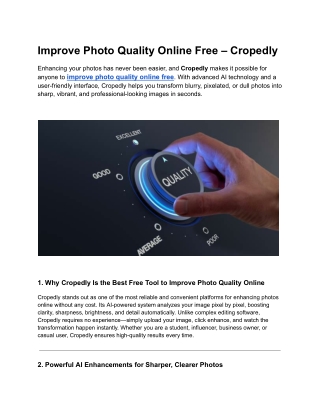 Improve Photo Quality Online Free – Cropedly
