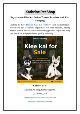 Buy Alaskan Klee Kai Online Trusted Breeders with Fast Shipping