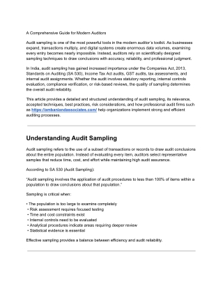 Audit Sampling Techniques Every CA Should Know