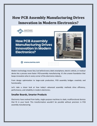 How PCB Assembly Manufacturing Drives Innovation in Modern Electronics?