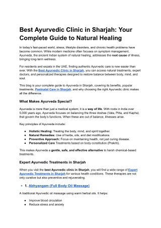 Best Ayurvedic Clinic in Sharjah_ Your Complete Guide to Natural Healing
