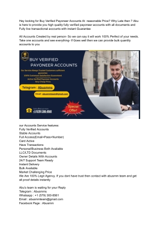 Top 99 Site To Buy Verified Payoneer Accounts in 2025