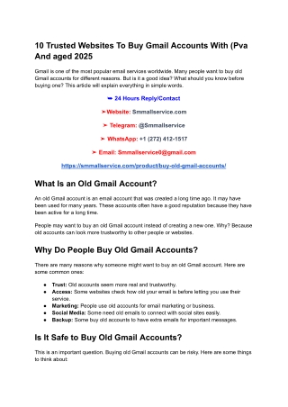 10 Trusted Websites To Buy Gmail Accounts With (Pva And aged 2025