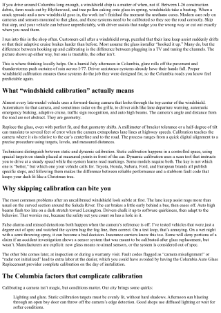 Columbia Windshield Calibration: Why It Matters After Replacement