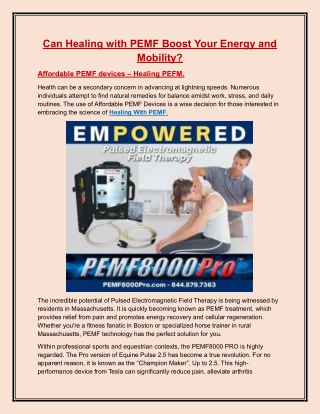Can Healing with PEMF Boost Your Energy and Mobility?