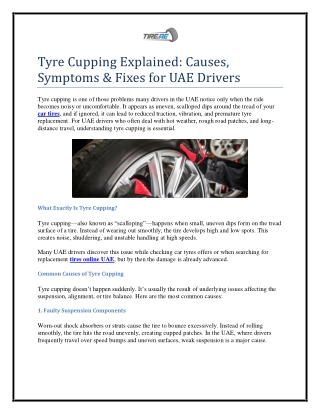Tyre Cupping Explained Causes, Symptoms & Fixes for UAE Drivers