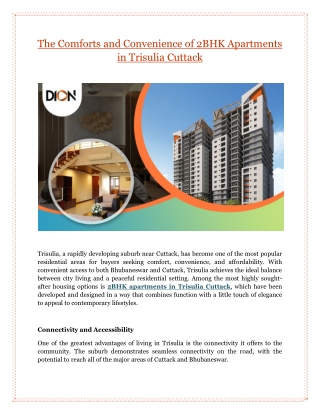 The Comforts and Convenience of 2BHK Apartments in Trisulia Cuttack
