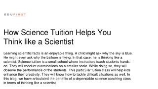 How Science Tuition Helps You Think like a Scientist