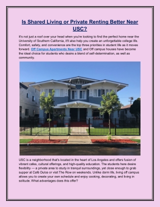 Is Shared Living or Private Renting Better Near USC?