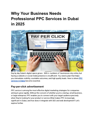 Why Your Business Needs Professional PPC Services in Dubai in 2025