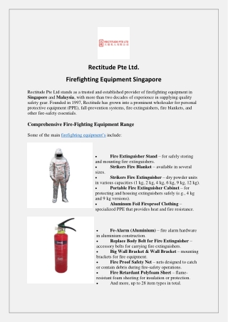 Firefighting equipment in Singapore