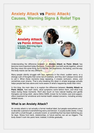 Anxiety Attack vs Panic Attack: Causes, Warning Signs & Relief Tips