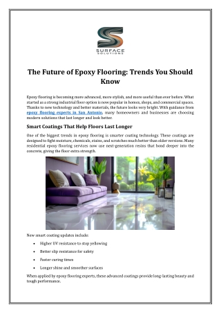 The Future of Epoxy Flooring: Trends You Should Know