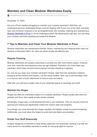 Maintain and Clean Modular Wardrobes Easily