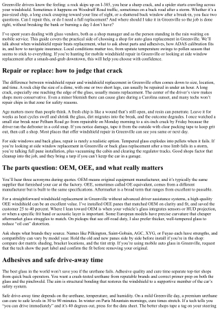 Auto Glass Replacement Greenville: Choosing the Right Shop