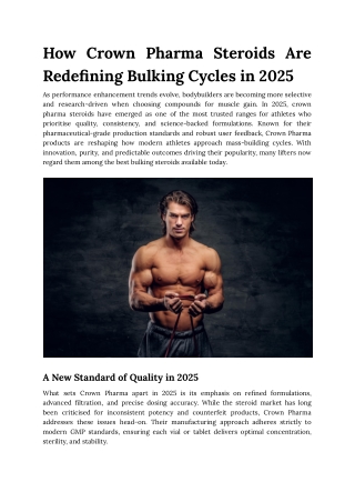 Why Crown Pharma Steroids Are Taking Over Bulking Cycles in 2025
