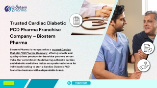 Trusted Cardiac Diabetic PCD Pharma Franchise Company – Biostem Pharma