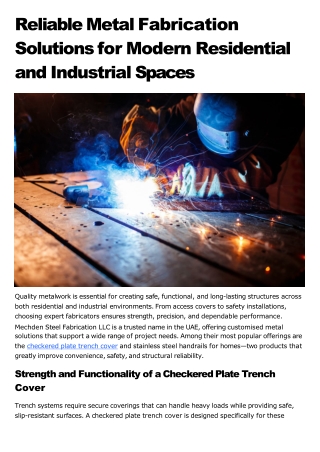 Reliable Metal Fabrication Solutions for Modern Residential and Industrial Spaces