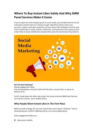 Safe Instant Likes: Why SMM Panel Services Are the Smarter Choice