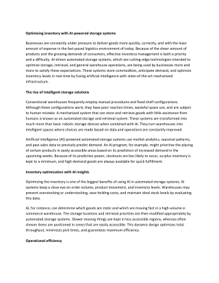 Optimizing inventory with AI-powered storage systems