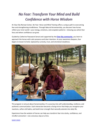 Awaken Your Journey: Horse-Led Mindfulness & Inner Growth